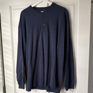 NEW St. John's Bay Dark Blue Long Sleeve Sueded Henley 100% cotton XL